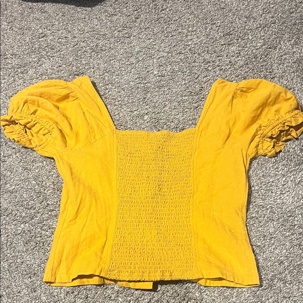 Abound Mustard Puff Sleeve Blouse - Picture 5 of 5